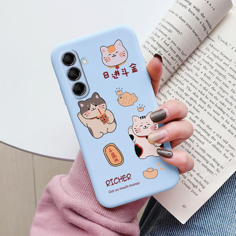 Cute Painted Case For Samsung Galaxy M14 M34 M54 5G Soft Cover Cartoon Cat Sunflower TPU Funda For Samsung M 14 GalaxyM54 Coque