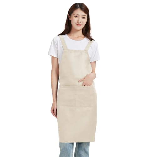 BIGHAS H-Shaped Shoulder Apron, Simple, Solid Color, Large Size, Cafe Apron, Suitable for Nursery Teachers, Professionals, Home Use, Work, Cooking, St