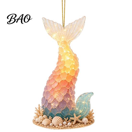 Custom Tree Ornaments Ocean Theme Christmas Ornaments, 2D Flat Acrylic Hanging Decor with Sea Animal Special Designs, Holiday Decorations for