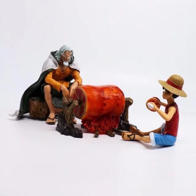 Anime One Piece Eat Meat Luffy Sitting Posture Pluto Rayli Figure Scene Model Toy Collection Desktop Ornaments Gift