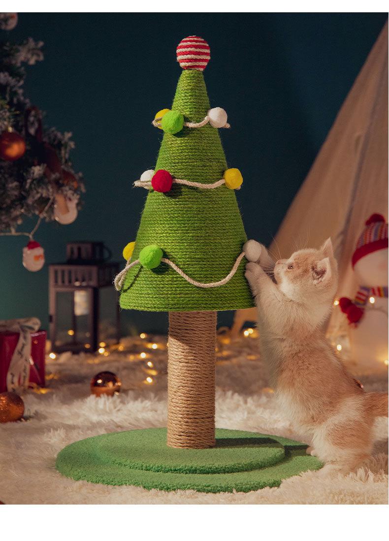 cat scratcher Durable Cat Tree Stand Solid Wood Christmas Tree Scratcher Sisal Board Nest Plush Carton Toys Cat Climbing Frame C