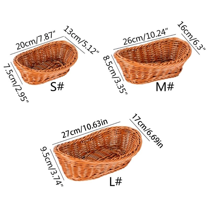 Imitation Rattan Woven Bread Basket Wicker Fruit Baskets for Food Serving Display Vegetables Home Kitchen Restaurant