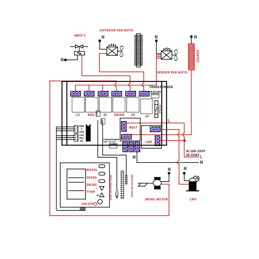 Klimaanlagen-Bedienfeld-Platine Computerplatine Modifiziert mit LCD-Anzeige Universelles Steuerungssystem Temperaturmanagement