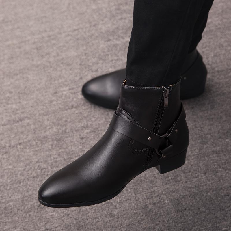 Winter Herren Mode High-Top Spitze Zehen Leder Stiefel