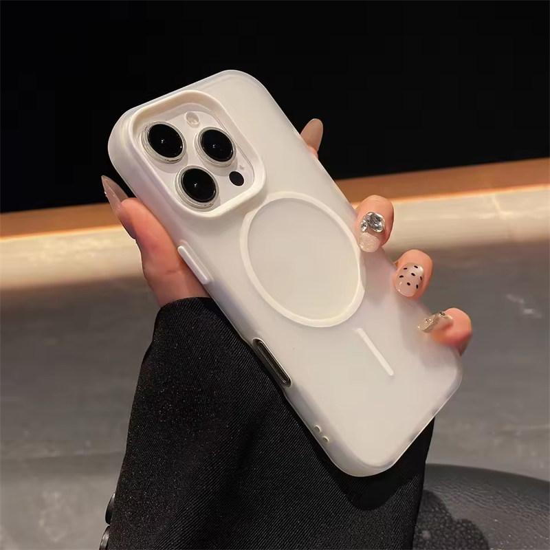 

Luxury For Magsafe Wireless Charge Matte Soft Clear Case for iPhone 17 Air 16 15 14 Plus 13 12 Pro Max Shockproof Candy Cover iPhone 17 Pro Max белый