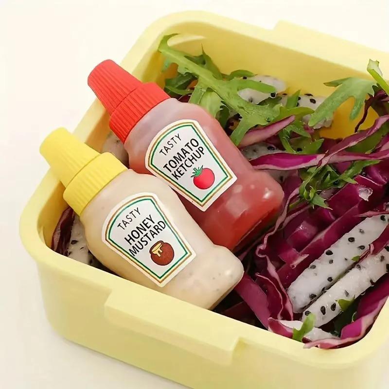 4-piece Mini Tomato Sauce Bottle 25ml Seasoning Squeeze Plastic Portable Container Bottle Suitable for Adult Office Use