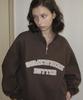 Sseomweeobeoteo Square Logo Half Zip-Up Sweatshirt - Brown