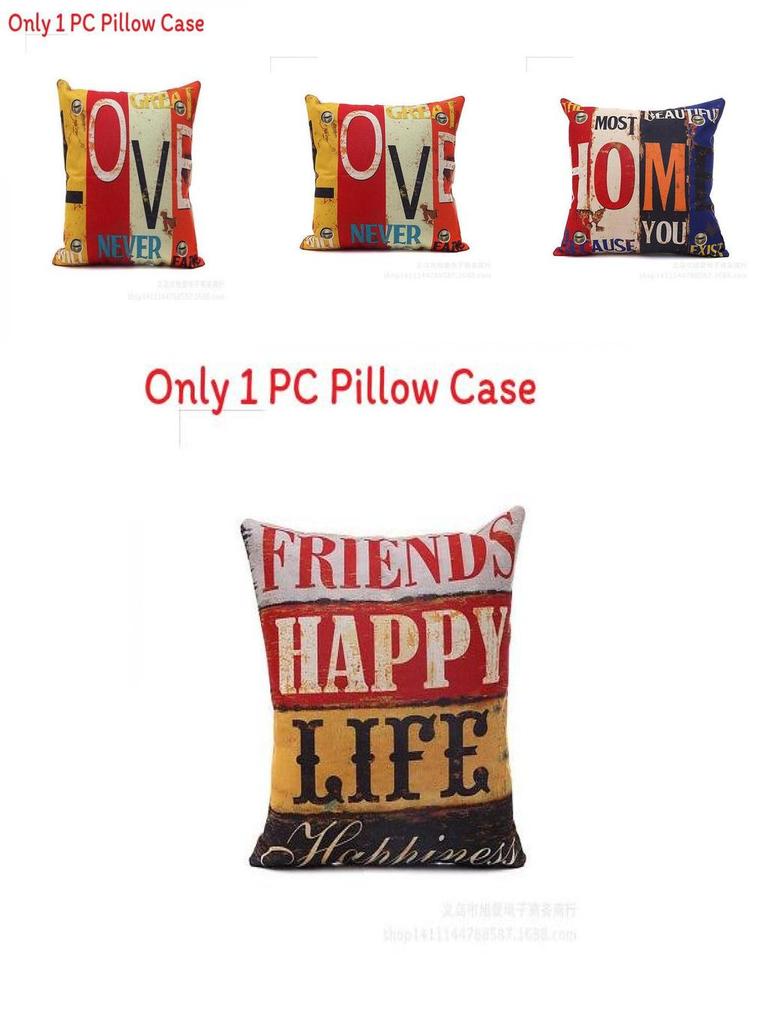 Premium Housse De Coussin Carr Coton Imprim Lettres Rtro Mlang For Timeless Elegance