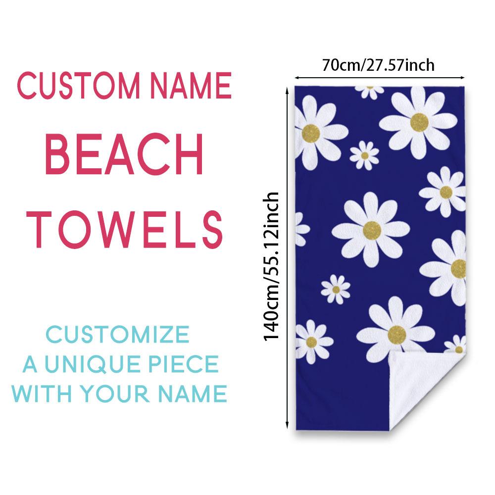Asciugamano da Spiaggia Personalizzato con Fiore di Margherita Nome Personalizzato Giallo Microfibra Asciugamano da Bagno 160x80cm Morbido Asciugatura Rapida Estate