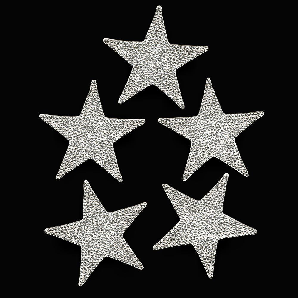 

8CM Rhinestone Pentagram DIY Decorative Adhesive Rhinestone Sticker One Size білий