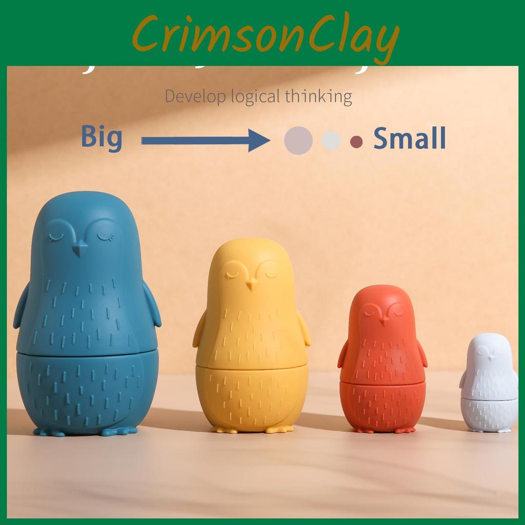 Pinguin Silikon Nestpuppen Spielzeugset mit DIY-Montage für frühe Bildung und Entwicklung