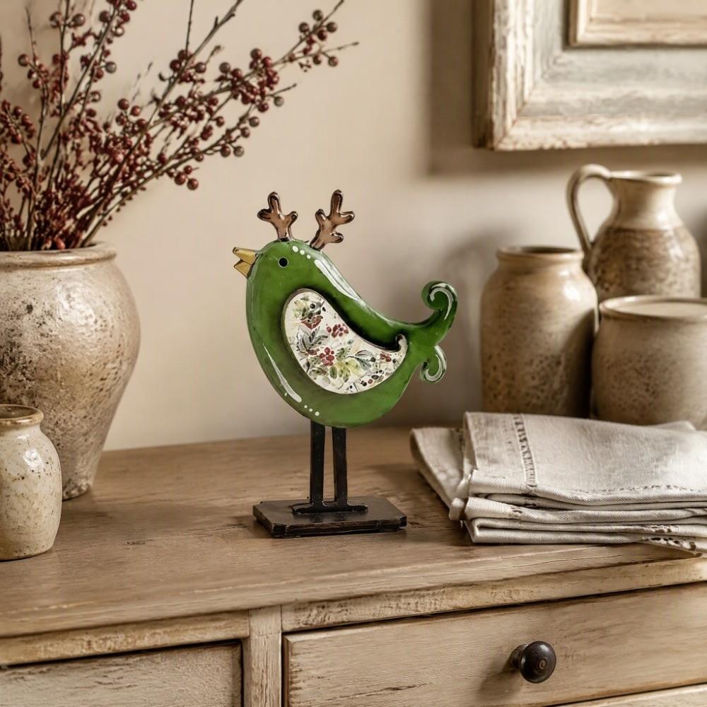 Long Legs Bird Figurine Ornament 2D Flat Holiday Tabletop Decor Christmas Bird Statue Christmas