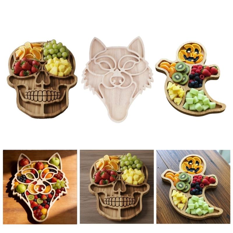 Friendly Wooden Halloween Party Tray Multipurpose Snacks Dish For Cheese Fruits Charcuterie Serving