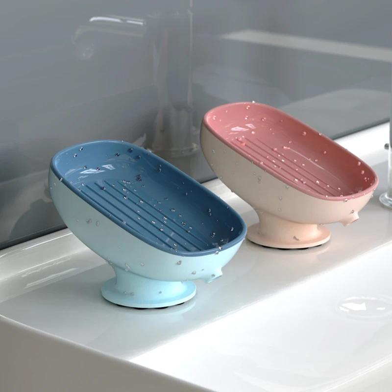 Super Suction Cup Soap Dish Self Draining Soap Box Kithcen Sponge Holder Soap Container Bathroom Soap Holder Soap Box Drain