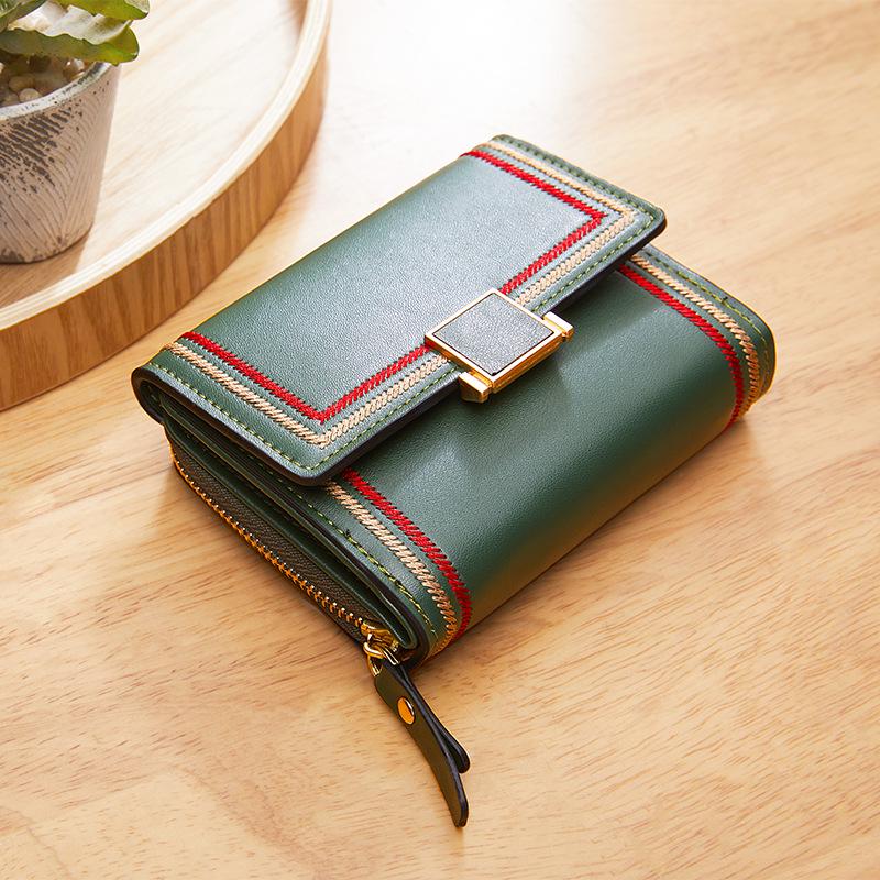 

2025 Embroidered Accordion Card Holder Zipper Wallet for Women