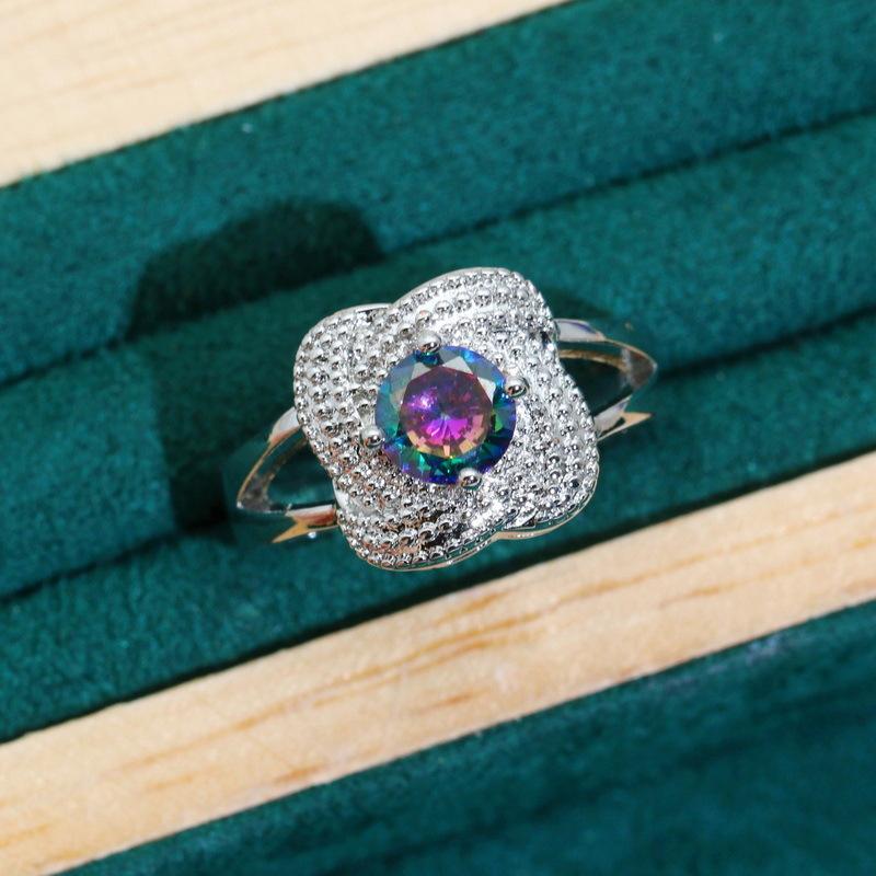 Europe and The United States Hot Zircon Bracelet Necklace Earrings Open Ring Jewelry Set