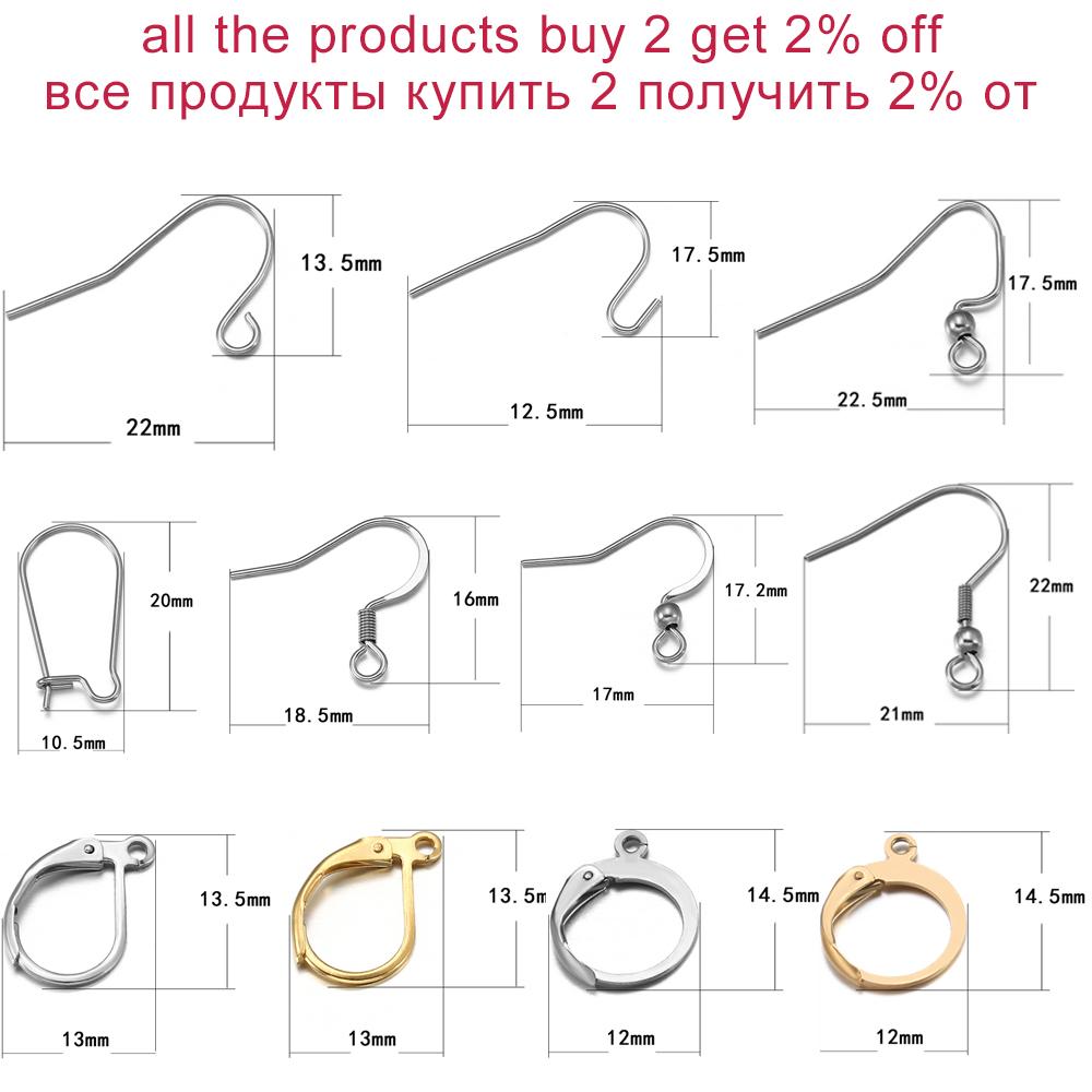 20-50pcs Gold  Stainless Steel Hypoallergenic Earring Hooks Fish Earwire Earrings Clasps Earring Wires For Jewelry Maki