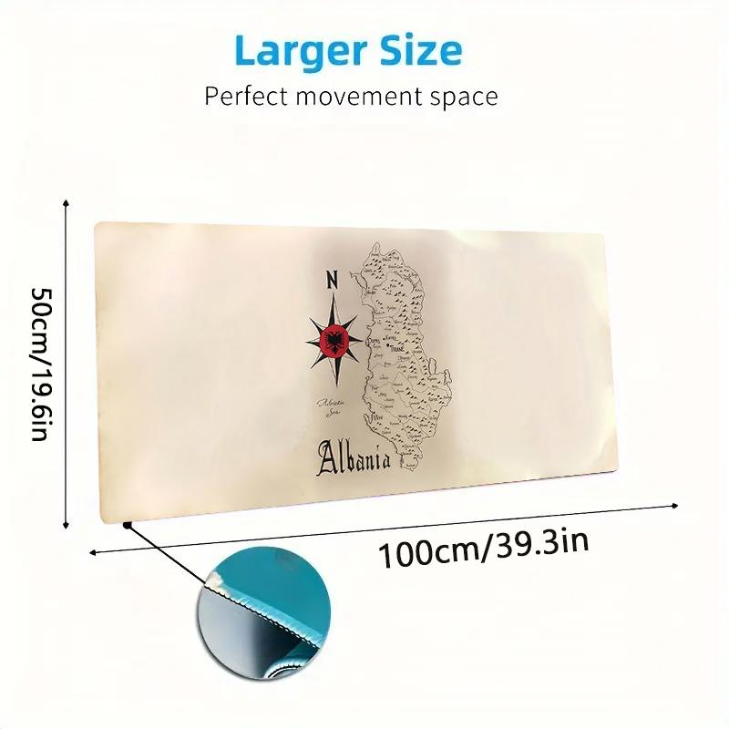 Albania Map Color Mouse Pad Large Gaming Table Cushion Non-slip Laptop Tablet Big Mousepad XXL Mat Mini PC Playmat With Lock edge
