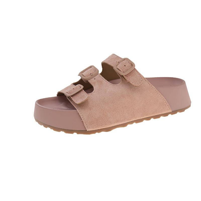 Lato nowe klapki retro na grubej podeszwie moda damska trendy nosić jednosłowne wakacje na plaży fajne klapki damskie