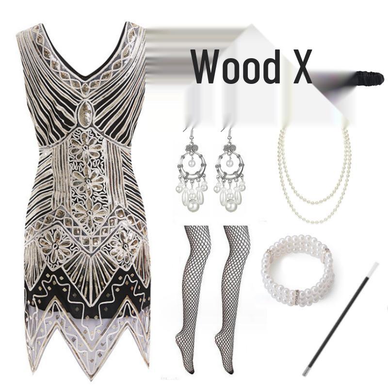 1920s Retro Beaded Tassel Sequin Dress - Handcrafted, Sexy Performance Costume for Women in Plus Sizes