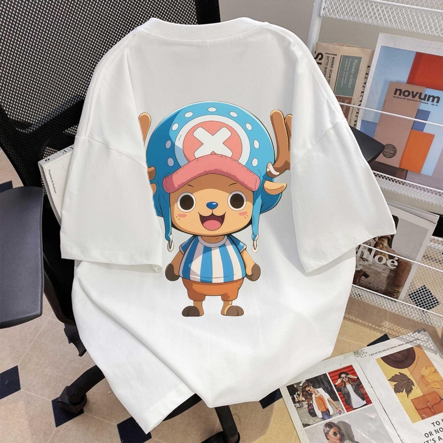 

2026 New ONE PIECE Tony Tony Chopper Printed Shortsleeved Cotton Tshirt Cotton Unisex Clothing Unisexs and Womens Summer S