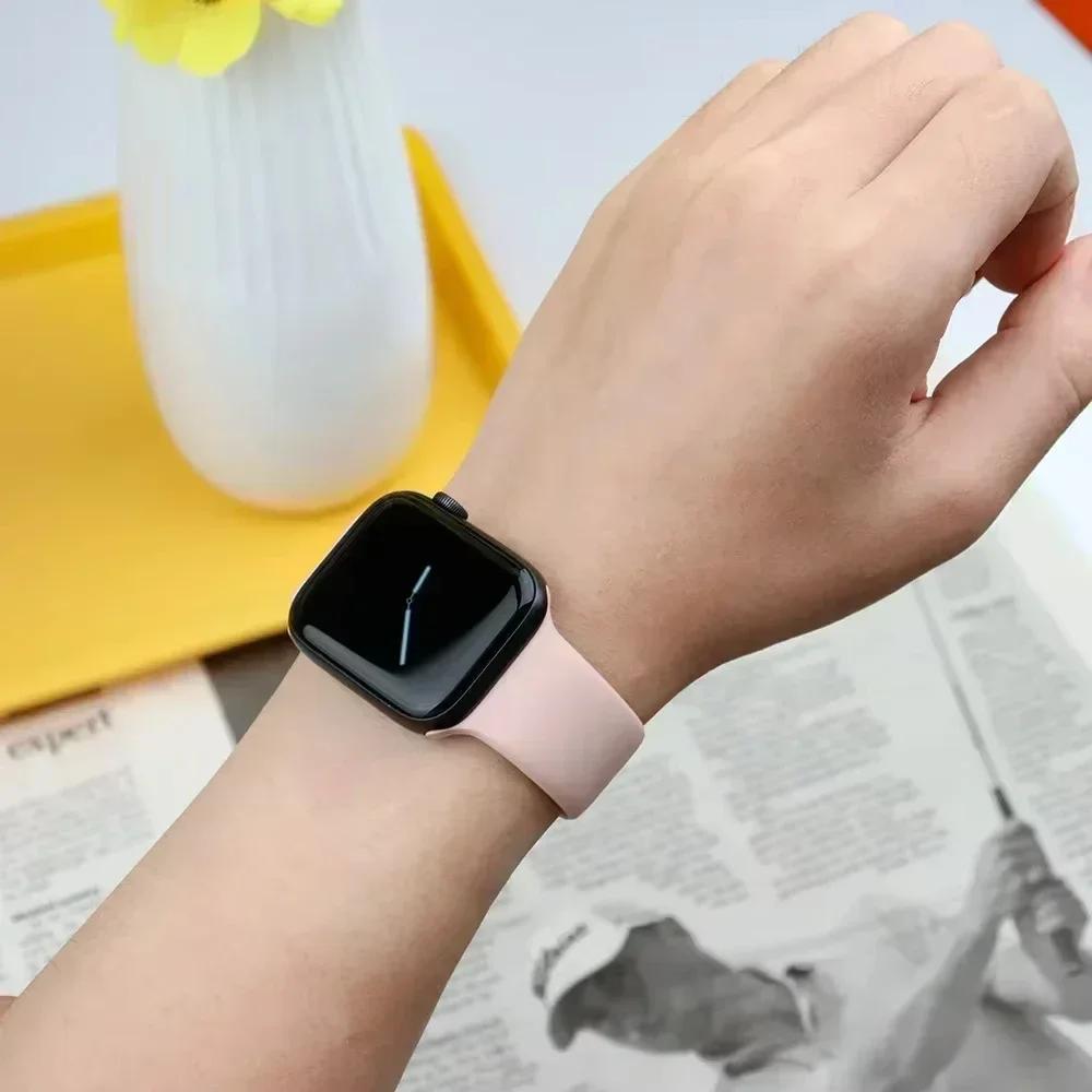 Silicone Band For Apple Watch straps 45mm 44mm 40mm 41mm 42mm-46mm sport bracelet iwatch series 8 7 6 5 4 3 SE 9 10 Ultra 2 49mm