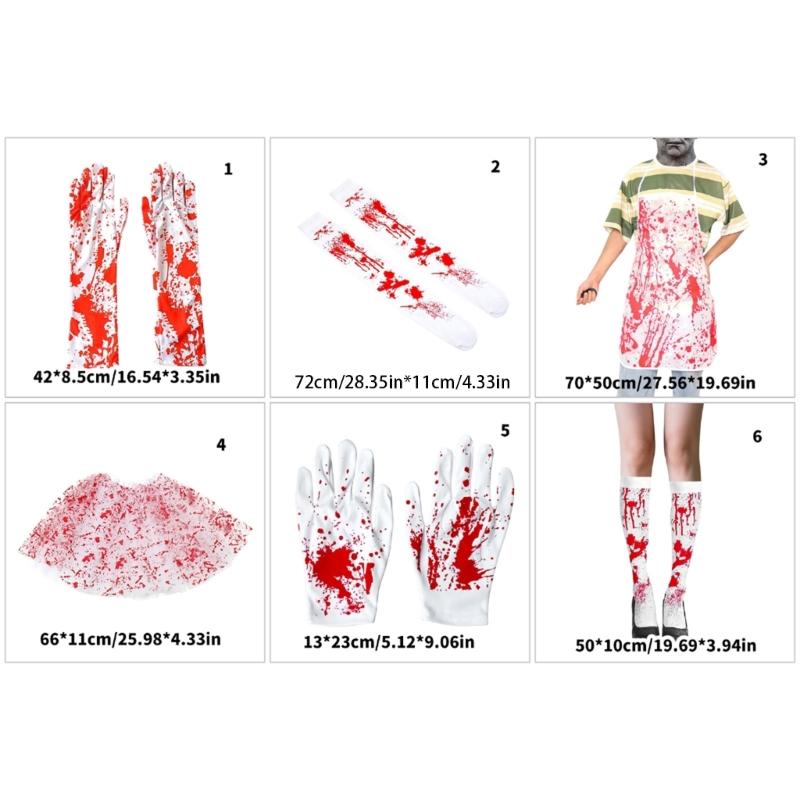 Sturdy Polyester Halloweens Prop Set Including Gloves Socks Apron for Horror Theme Parties