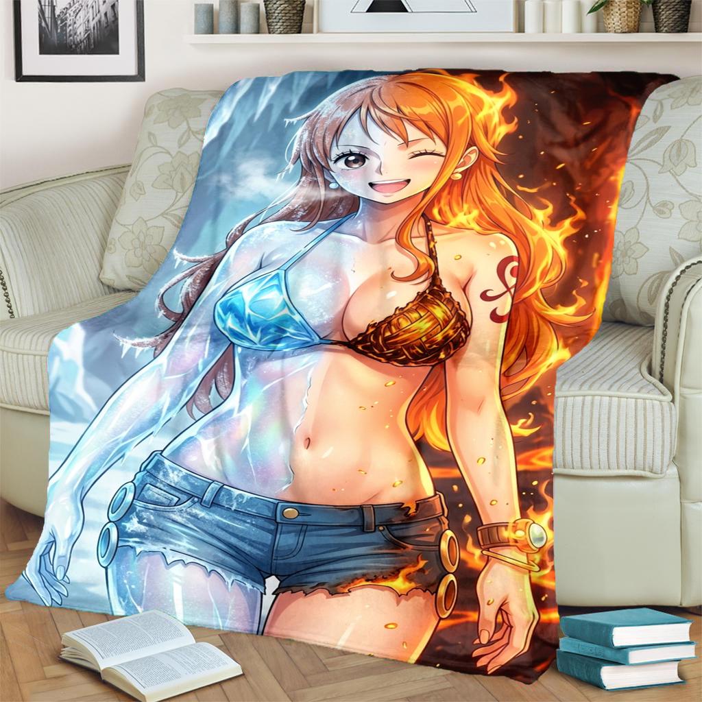 "ONE PIECE" Print Flannel Blanket Warm Comfortable for Bedrooms, Sofas, Beds, Chairs, Picnics, Travel