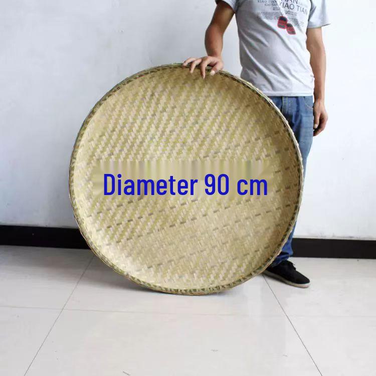 Bamboo Household Winnowing Basket: Perforated & Non-Perforated Bamboo Sieve, Handmade Woven Tray for Dried Goods & Sun-drying Decor