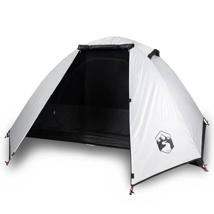 VidaXL Camping Tent 2 Person, Shade Tent with Bag, Portable Awning with Sidewalls for Hiking, White 94326