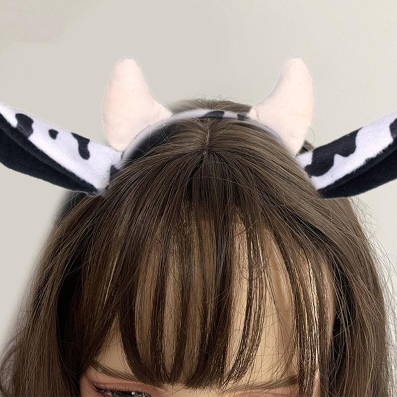 2 STÜCKE Mädchen Niedliches Kuhohr Stirnband Schwanz Make-up Haarband Karneval Kostüm Dekorationen