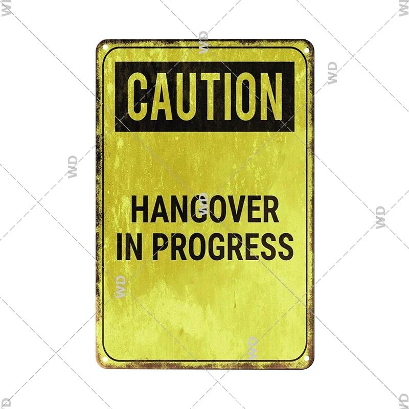Hisun Tin Sign High Definition Metal Tin Sign Funny Warning Caution Signs Set Retro Danger Electric Shock Hedge Cutting Wall Art Decor for Gar
