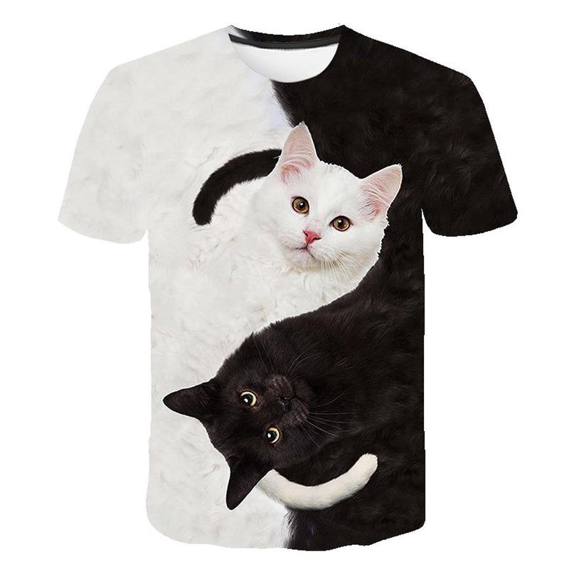 Buy Summer New Black White Cat Couple T 