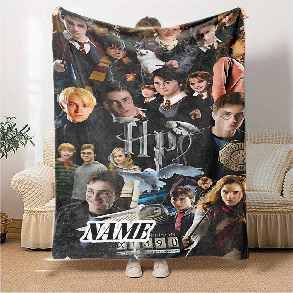 Custom Name Harry Potter Adventure blanket for Couch & Bed, Plush Cozy Fuzzy Blanket Super Soft & Warm Blankets for Fall and Winter. 090879