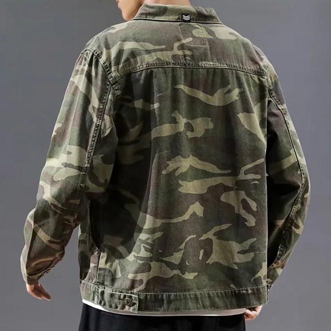 Jeansjackor för män Ny Casual Bekväm Jean-jackor med flera fickor Tunn Pilot Cargo-jacka för män