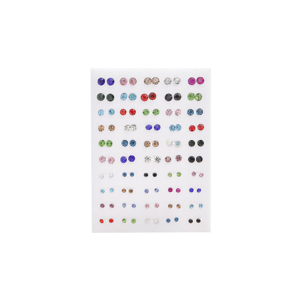 Popular Color Dot Diamond 10 Pairs Combination Stud Earrings Set Stylish and Simple Rhinestone Earrings Ladies