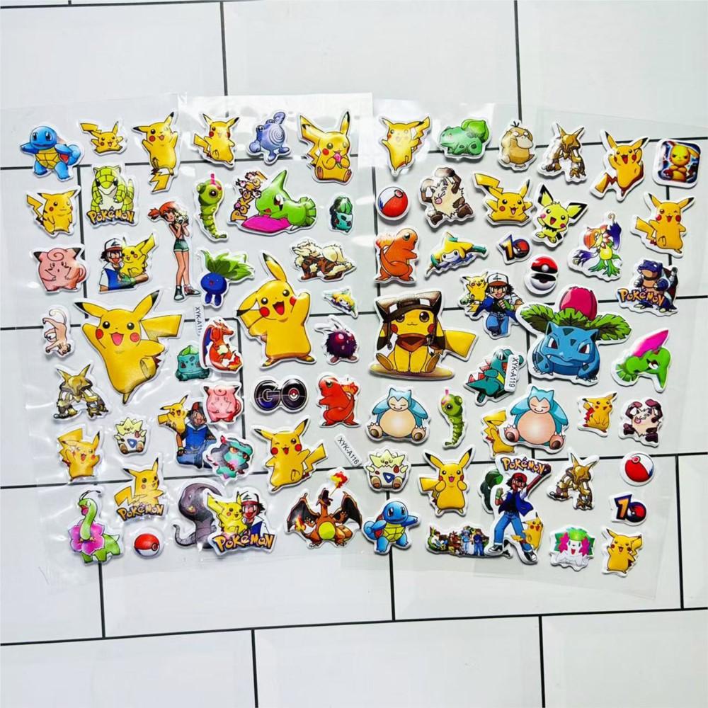 8Pcs Cartoon Pokmon Pikachu 3D Bubble Sticker Home Bedroom Diy Decor Mural Art Decals Children'S Gifts Adesivi Per Frigo