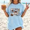 2026 New Trendy 3D Women's Coffee Pattern Printed T-Shirt, Street Casual Short Sleeve Top, Fashionable