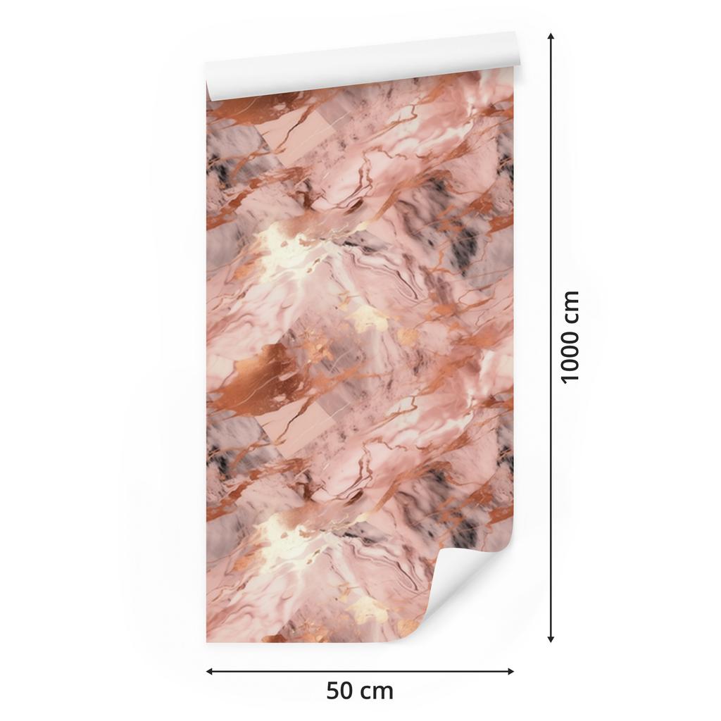 Coral, red and peach marble wallpaper for living room and bedroom 50x1000