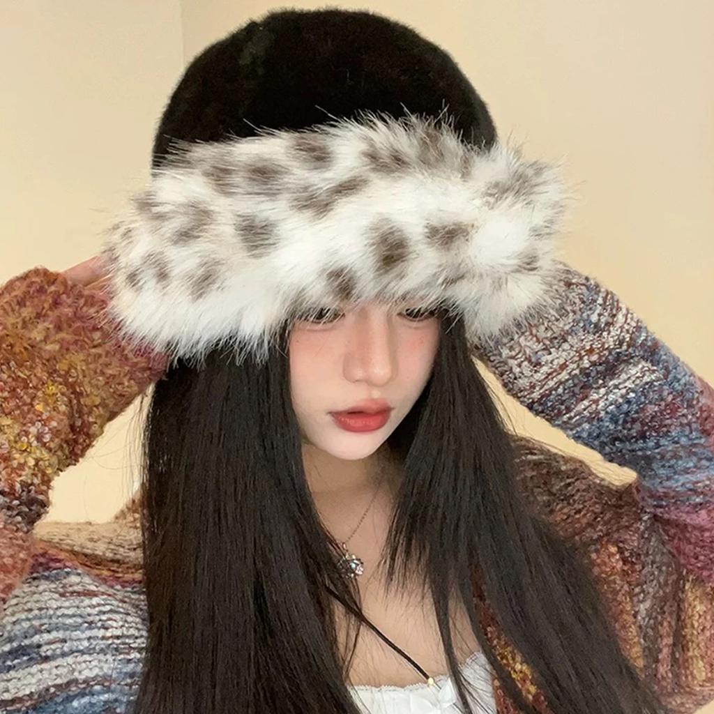 Warm Winter Plush Mongolian Hat Women Fur Bucket Cap Riding Thicken Fluffy Brimless Comfortable Fashion Outdoor Casual Soft Hat