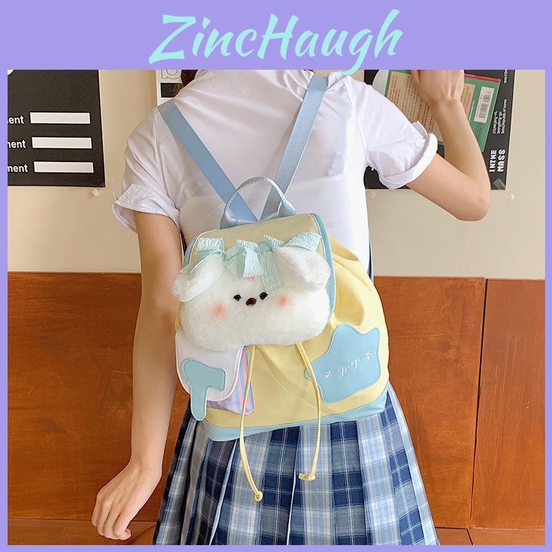 Cute Bear Canvas Backpack Student Bookbag For Girls And Students
