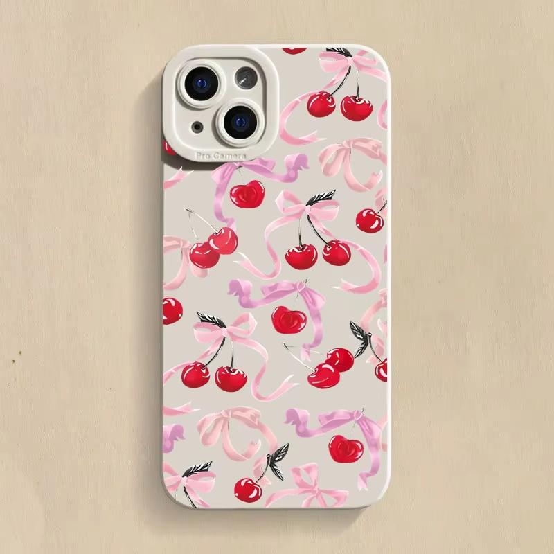 

Cute Cherry Bow Silicone Phone Case For Samsung Galaxy S25 Ultra S24 S23 S21 S20 FE S21 Plus S24FE A55 A54 A35 A15 Soft Cover Samsung S20 FE