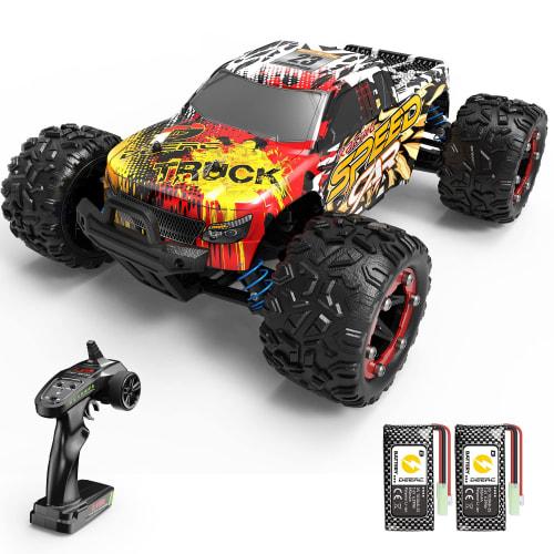 DEERC 4WD Off-Road Remote Control Car, 40km/h Speed, 40-Minute Operation Time, 1/18 Scale, 2.4Ghz, 4WD Racing, Durable, 2 Batteries Included, Override