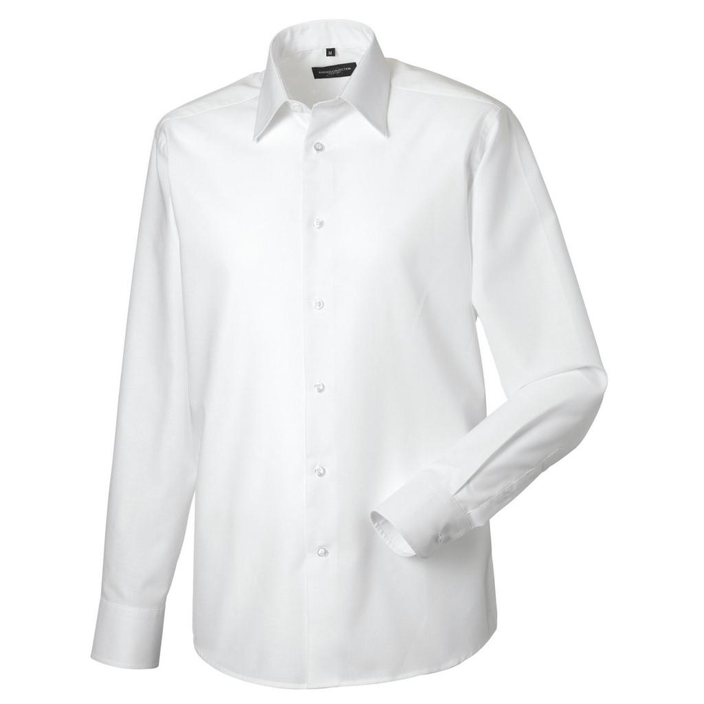 Russell Collection Mens Plain Oxford Tailored Long-Sleeved Shirt