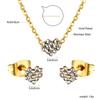 Fashion Bridal Gold Stainless Steel Pendant Necklace Earrings Jewelry Set for Women Plated18k Gold Necklace and Studs Earrings