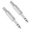 2Pcs Audio Adapter Male Coupler Joiner Guitar Earphone Straight Jack Plug In Connector 6.35mmStereo