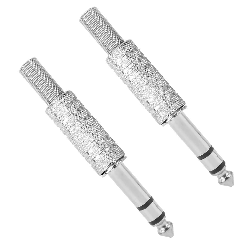 2Pcs Audio Adapter Male Coupler Joiner Guitar Earphone Straight Jack Plug In Connector 6.35mmStereo