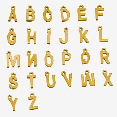 50pcs English Initial Letters Charms Random Stainless Steel Gold Color Alphabet Pendants DIY Earrings Necklaces Jewelry Making