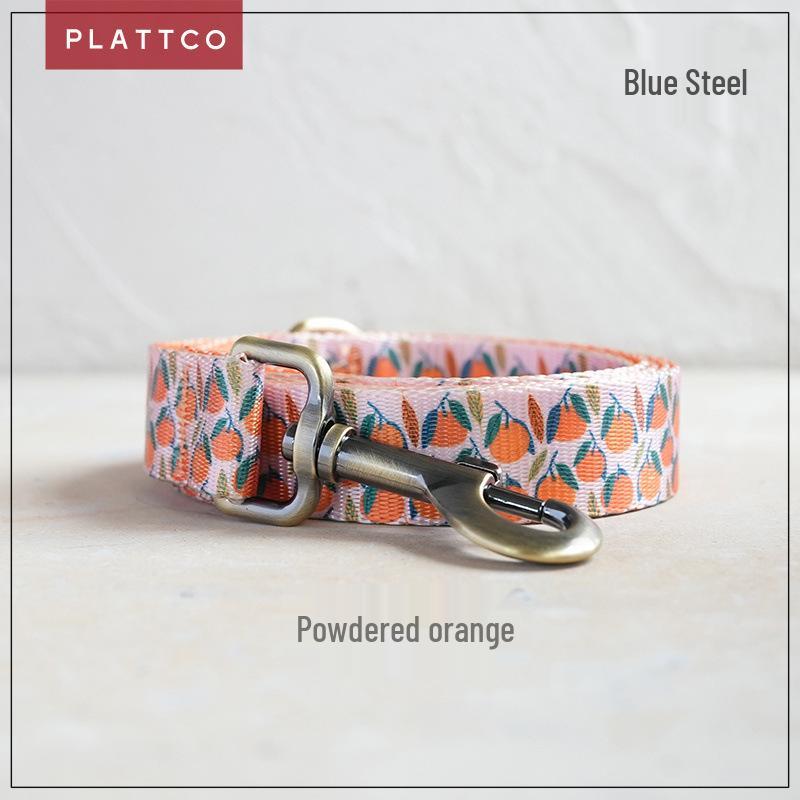 PLATTCO Pink-Orange Imitation Nylon Dog Collar & Leash Set PDL324 S: 2.0cm x (31-41cm)