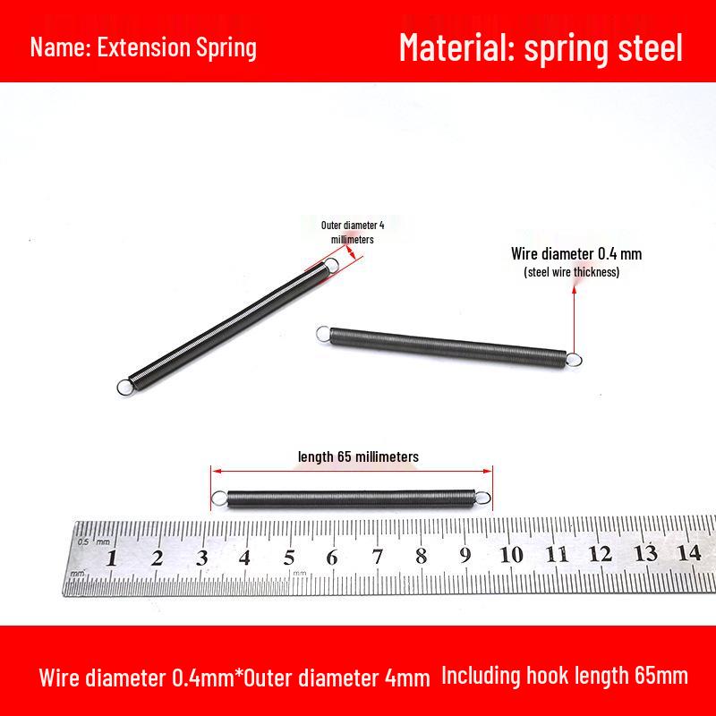 Micro Precision Extension Tension Spring Set with Hooks, 0.4mm Wire Diameter, 3-5mm Outer Diameter